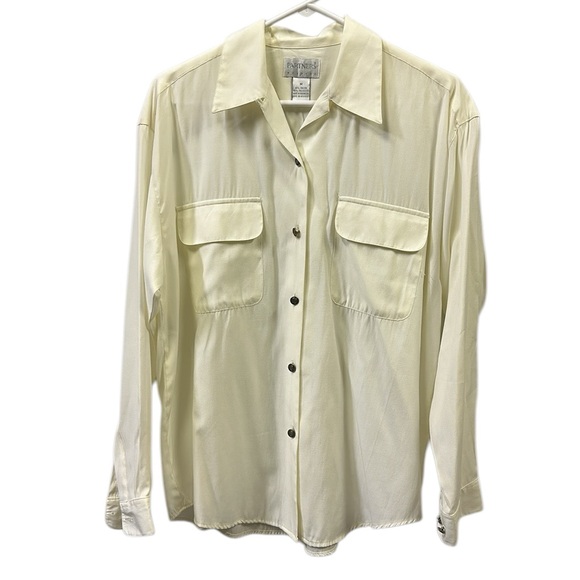 Vintage Partners by Mervyns Long Sleeve Button Up Double Flap Pocket Blouse M - Picture 4 of 11